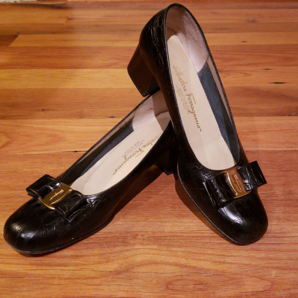 Salvatore Ferragamo Black Leather Heels